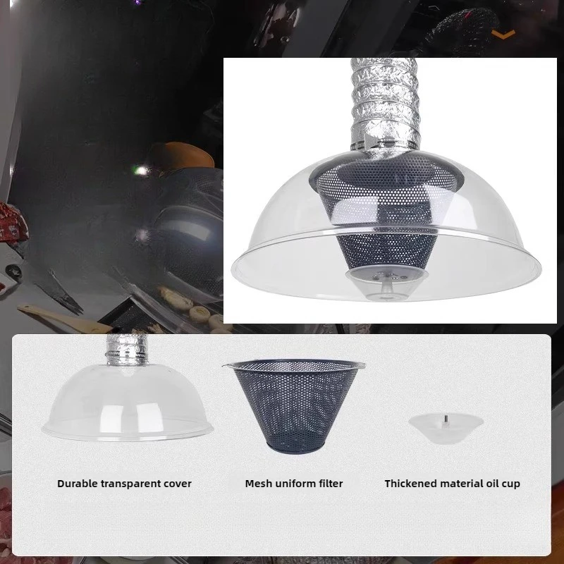 Foldable Arm Smoke Exhauster Non-Stick Oil Proof BBQ Fan High-Temp Resistant Kitchen Ventilation System Splash-Proof Design