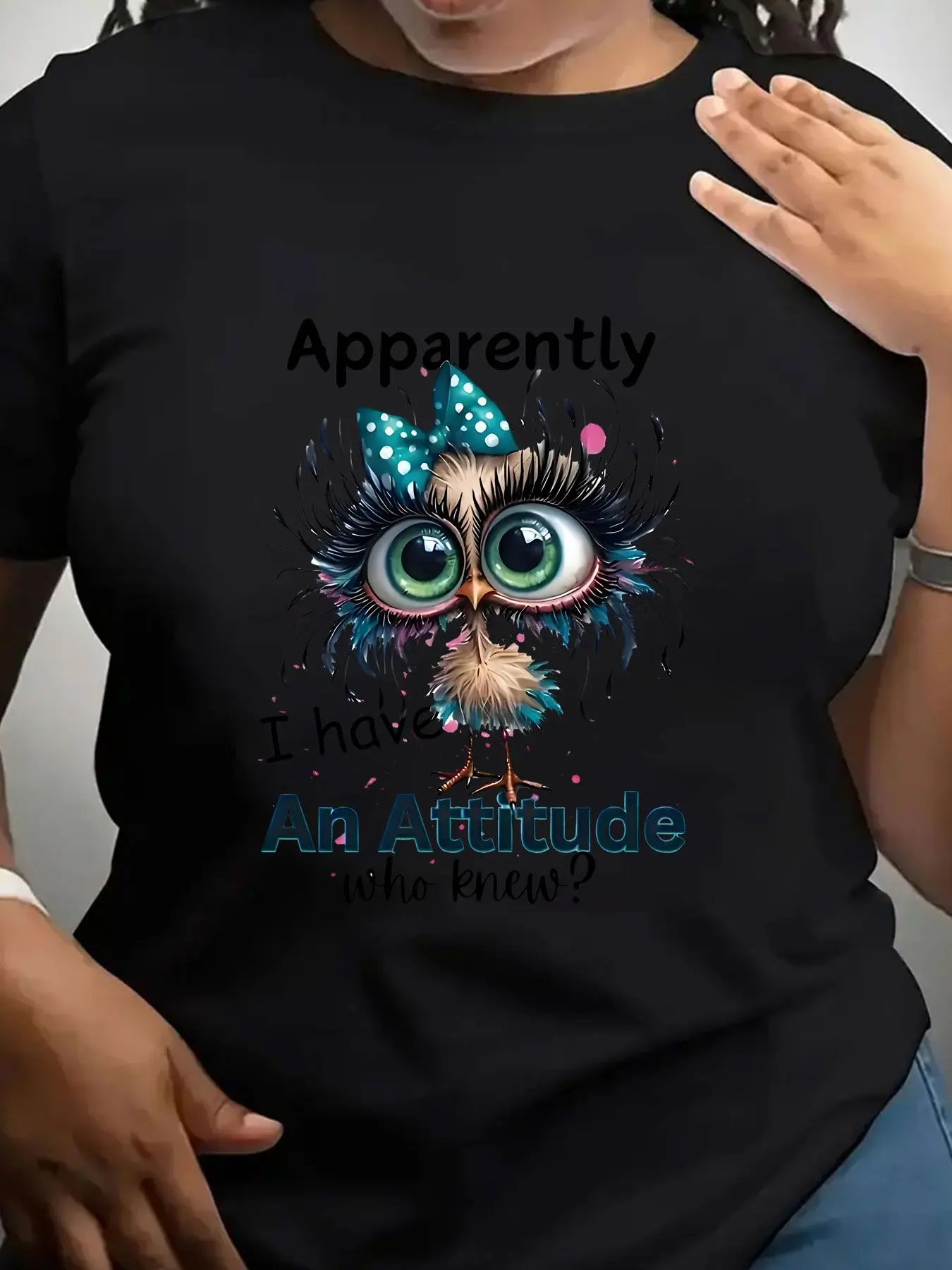 Women's Trendy Crew Neck T-Shirt Apparently I Have an Attitude Suitable for Casual Sportswear