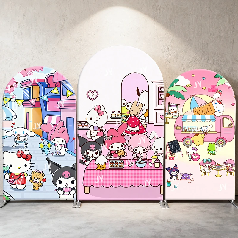 

Sanrio Characters Sweet Party Arch Backdrop Cover Cute Festive Scene For Kids Birthday Baby Shower Photo Booth Decor Background