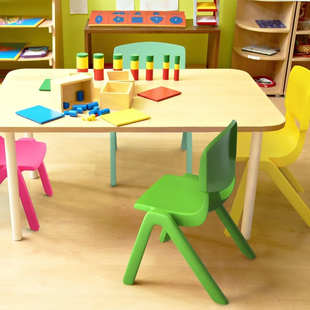 Chaise d'école empilable colorée, 6 pièces