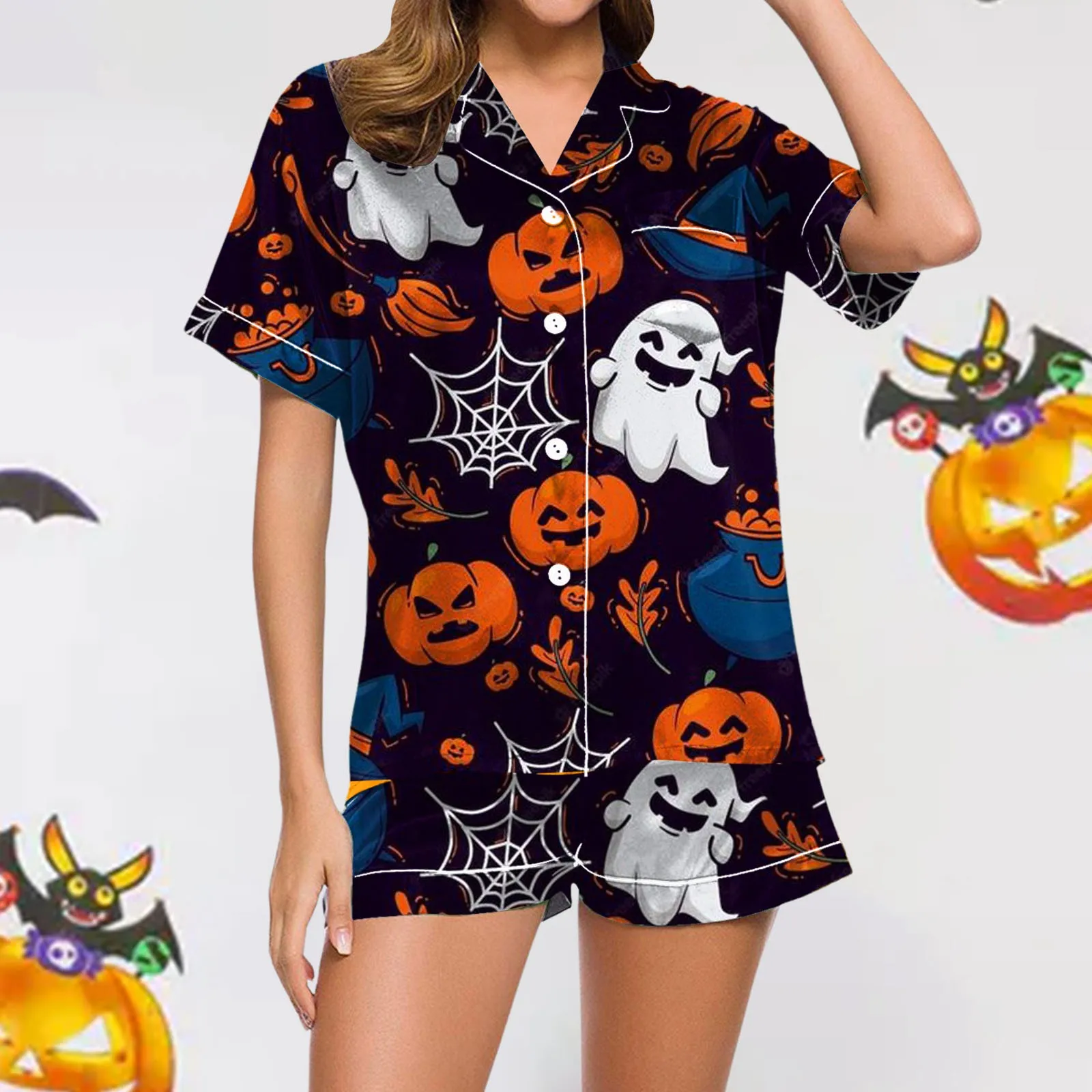 Ladies Casual Halloween Printed Pajamas And Shorts pijama Set Teacher Pajamas пижама женская conjuntos de mujer