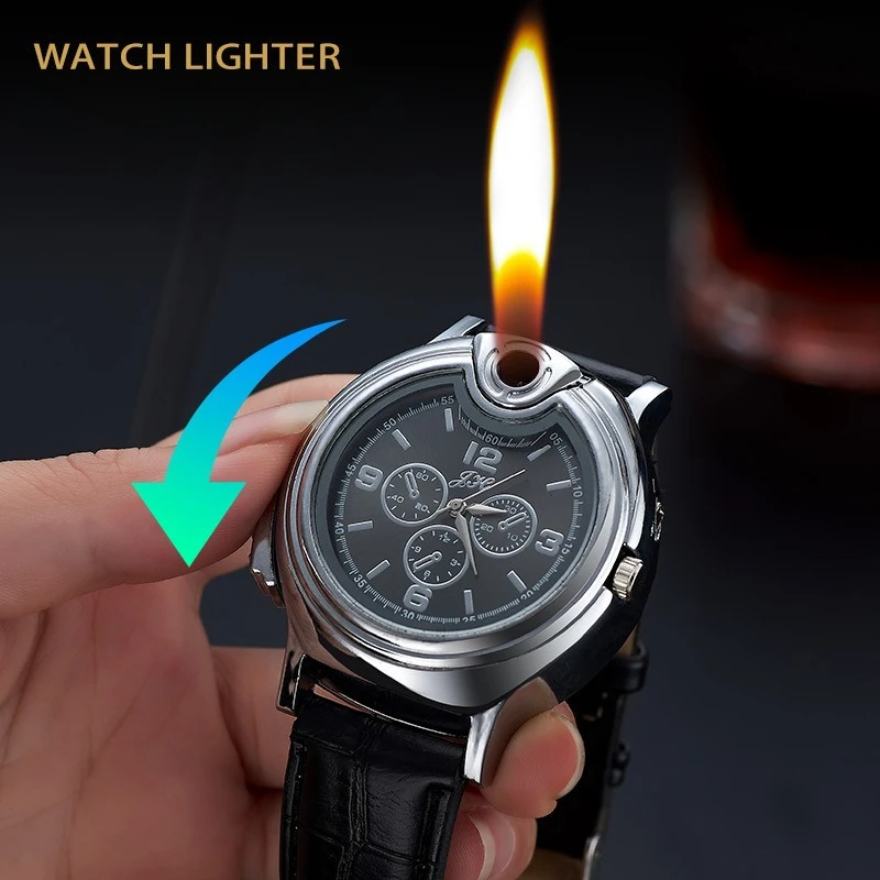 

Real Quartz Watch Lighter Refillable Gas Butane Lighters Smoking, Cool Personality Creative Metal Torch Lighters Gift for Men