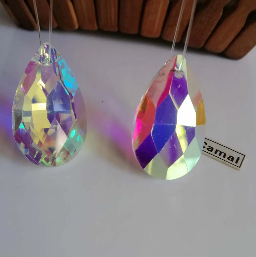 

Camal 10Pcs 28mm AB Color Mesh Shape Crystal Pendant Prism Hanging Bead For Chandelier Lighting Lamp Jewellery Wedding Part DIY