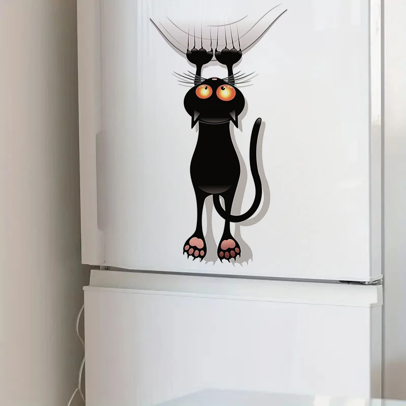 Cute Black Cat Sticker, Apply for Wall, Door, Cabinet, Window, Toilet Lid, Car Decoration, Vinyl Animal Decals, Art Wallpaper