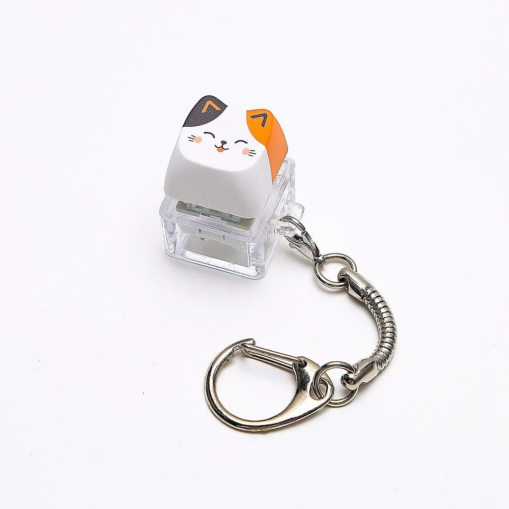 Cute Cat Keyboard Fidget Finger Button Creative Design Keycap Keyring Kawaii 4 Keys Mechanical Keyboard Keychain