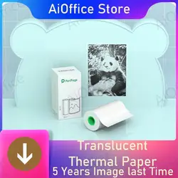Papel térmico autoadesivo translúcido da etiqueta de papel da impressora do peripage do papel pegajoso mini para a impressora a6 nenhum bloco da caixa do rolo de bpa 3