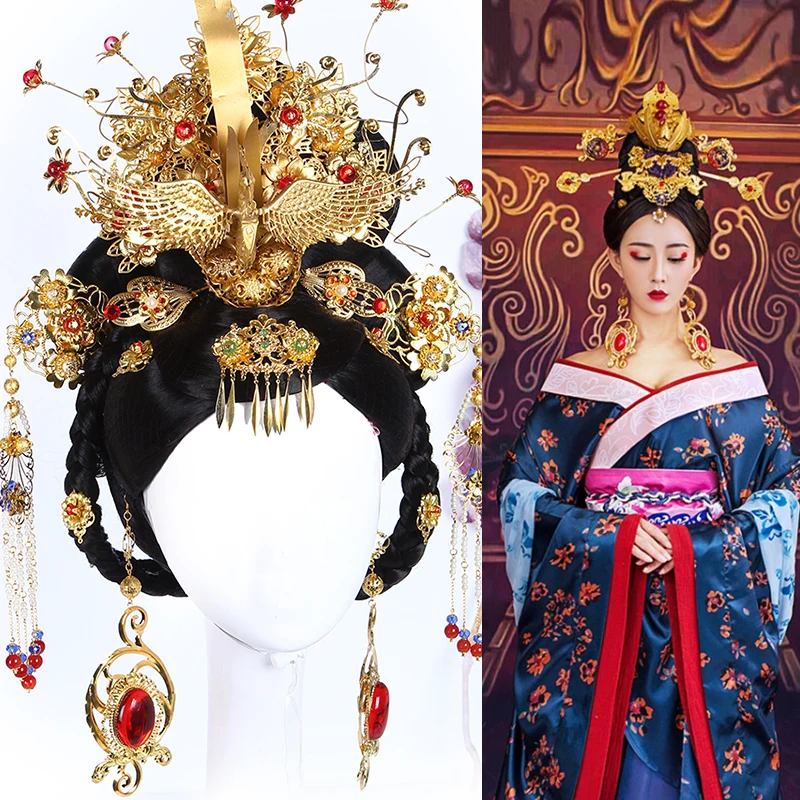 Tang Dynasty Empress Hair Cosplay Ancient Chinese Queen Cosplay Halloween Costume Princess Hair Accessories