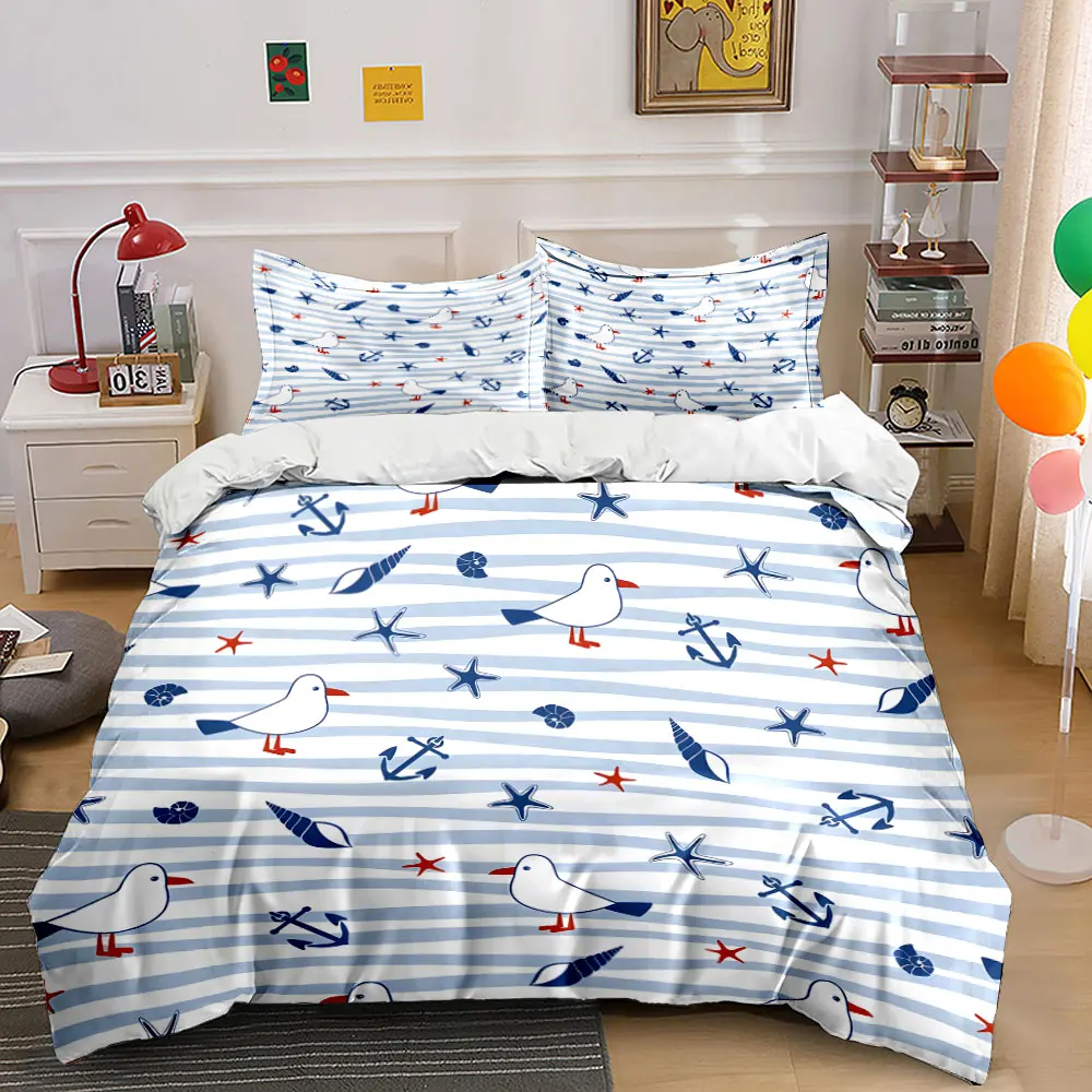 Ocean-themed pattern design Print Soft Comfortable Duvet Cover Bedding Set Included 1*Duvet Cover 2*Pillowcases Luxury gifts