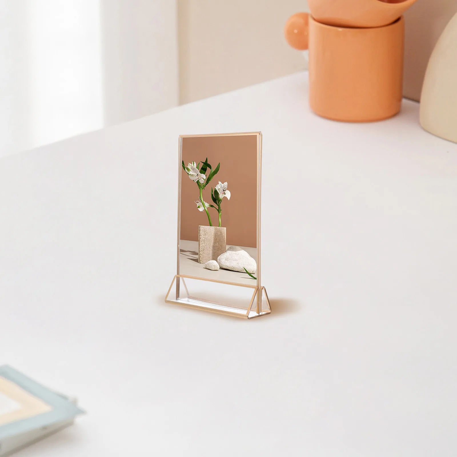 

Gold Edge Removable Desk Card Price Tag Menu Holder Table Note Picture Advertising Stand Display Board Lightweight Easy Storage