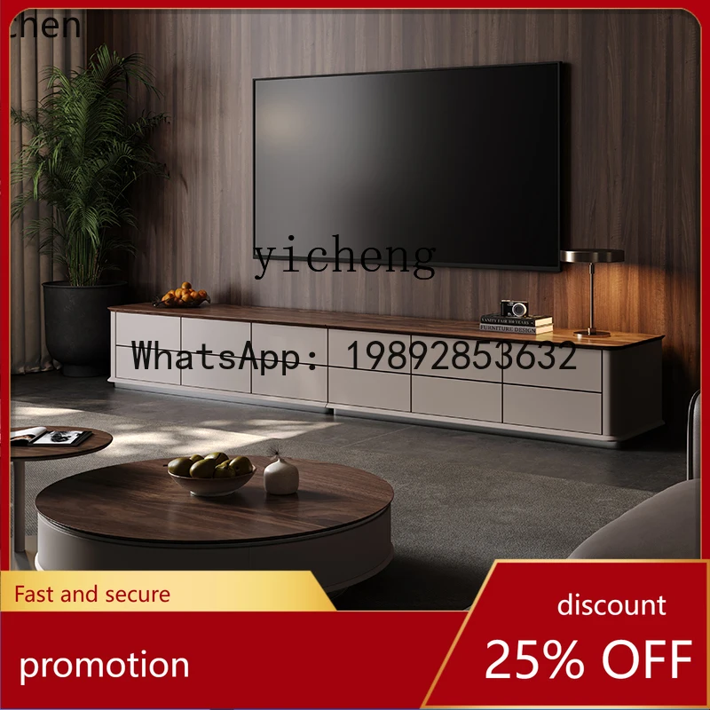 

HT light luxury walnut TV cabinet, new original plaid locker for living room home use