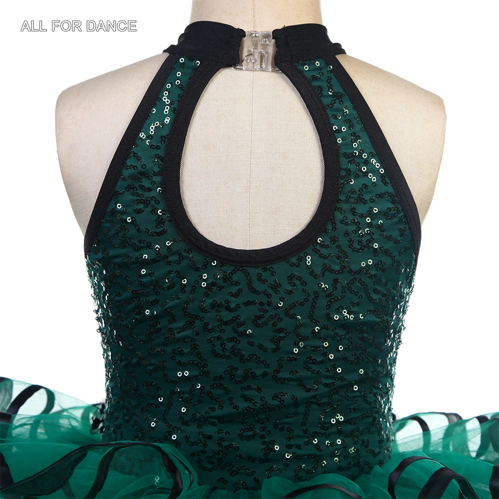 24009 Kinder Ballett Tutu Dunkelgrün Pailletten Spandex Ballett Tanz Tutu Mädchen Bühne Leistung Ballett Kostüme