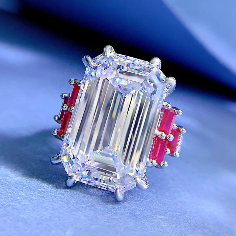 WUIHA 18K pozłacane Ascher Cut 30CT utworzono Moissanite pierścionek jubileuszowy dla kobiet 925 srebro biżuteria Drop Shipping