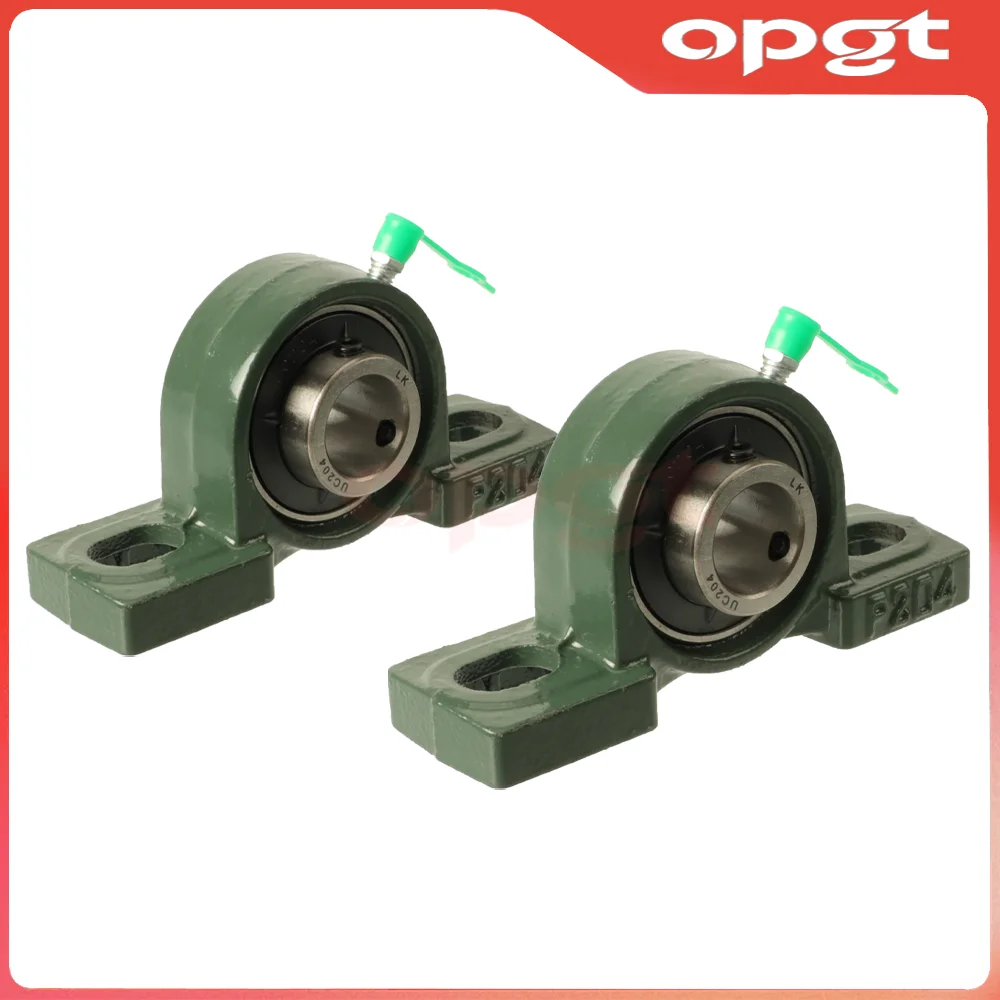 OPGT 2Pcs UCP204 UCP205 UCP206 UCP207 Pillow Block Bearing Bore 12/15/17/20/25/30mm Bolt Solid Base for Spindle