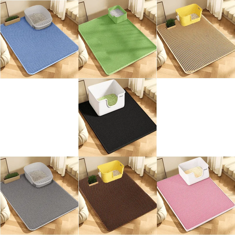 Colorful Cat Litter Mat Pet Litter Box Filter Mat Double Layer Wear Resistant Waterproof Cat Litter Mat Pet Clean Supplies