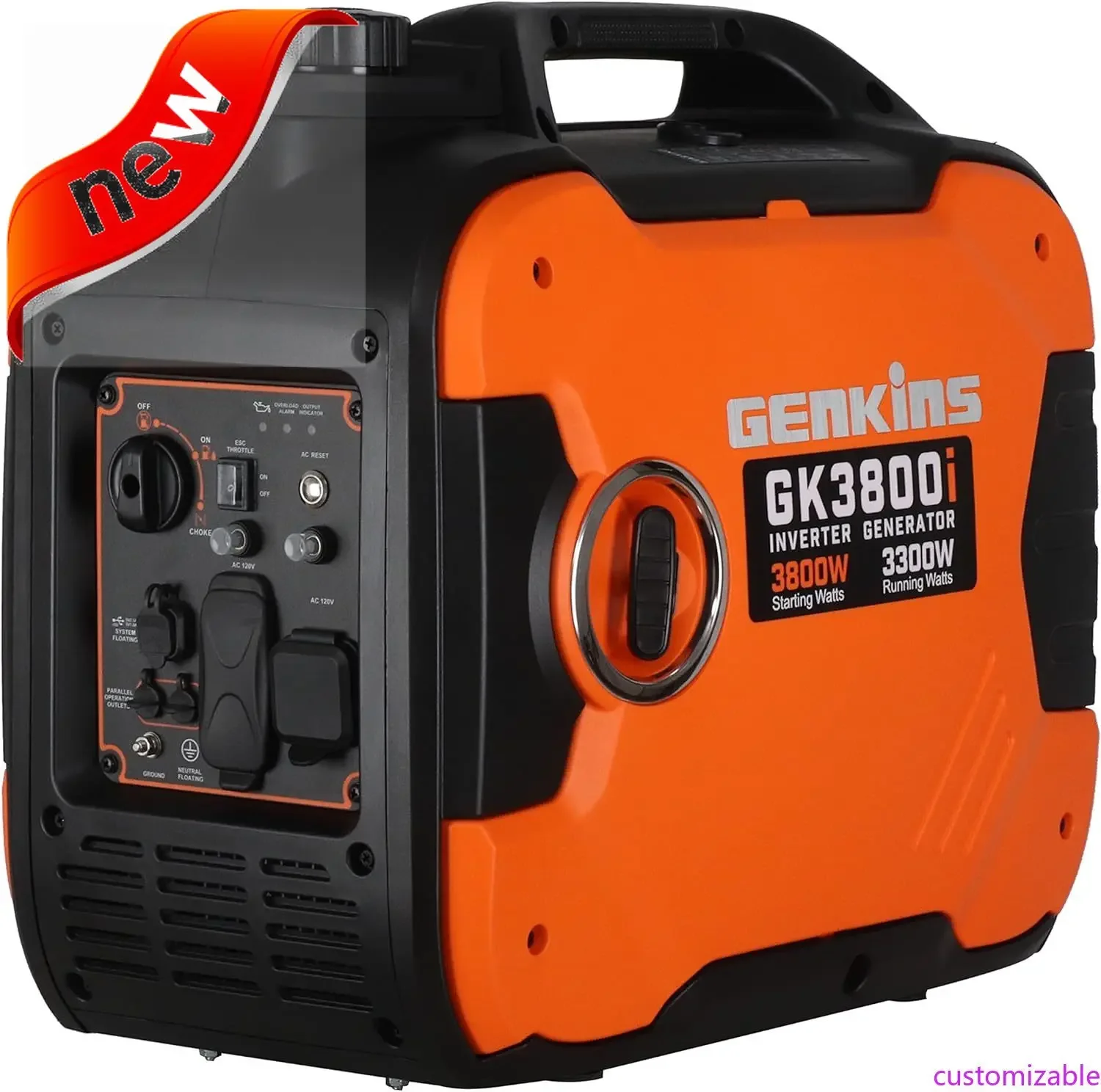 

Customizable 3800 Watt Portable Inverter Generator Ultra Quiet RV Ready Emergency Home Back Up Recreation Etc Gas Powered EPA