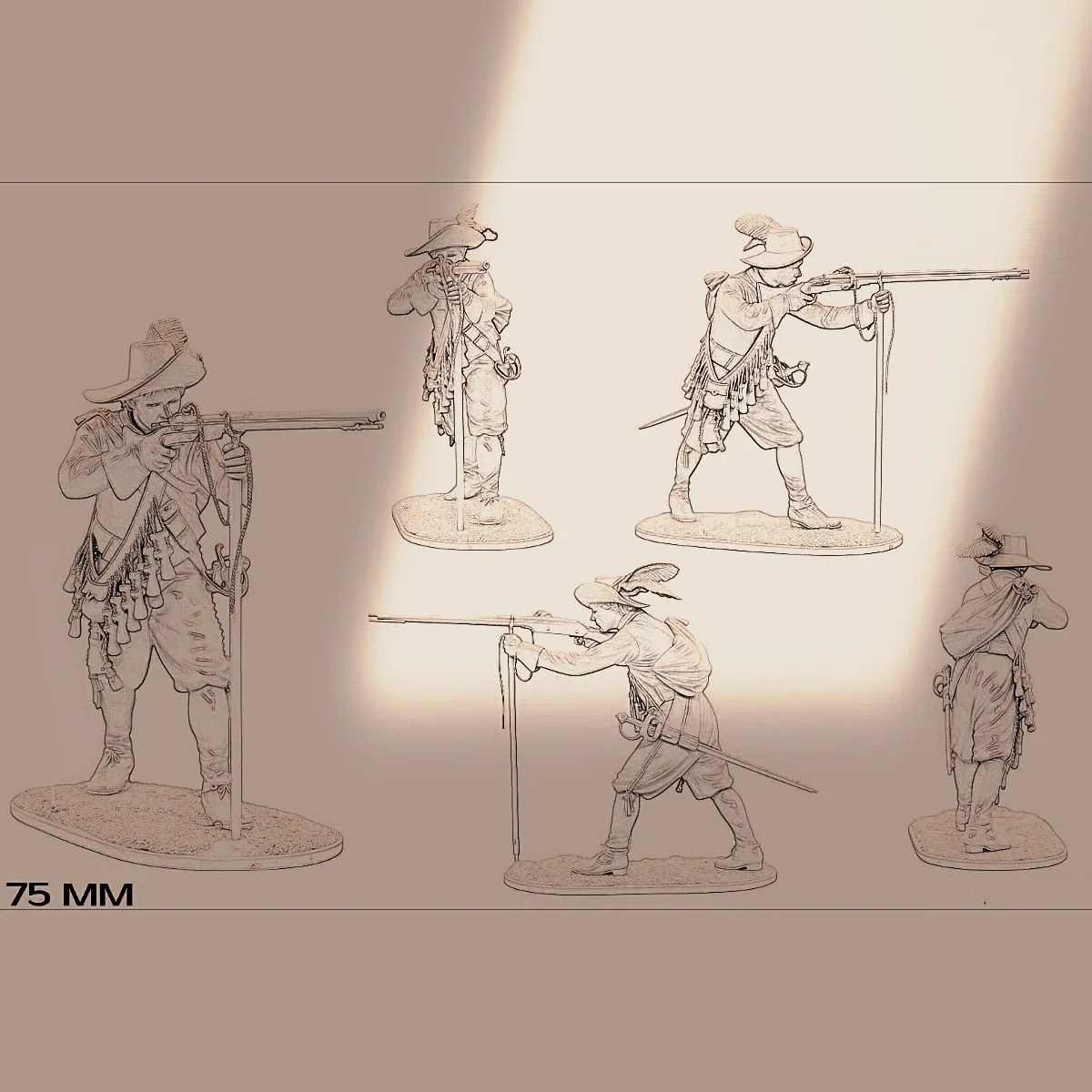 

Набор неокрашенных моделей из смолы, 75 мм, военная тематика, Европейский мушкетер, в разобранном и неокрашенном виде, GK.