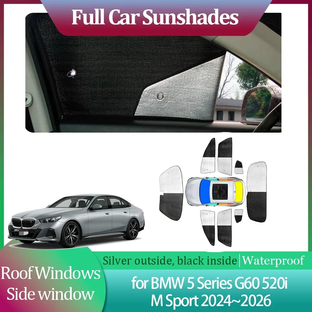 

For BMW 5 Series G60 520i M Sport 2024~2026 Windshield Curtain Side Roof Windows Sun Visor Sunroof Cover Accessories Sunshades