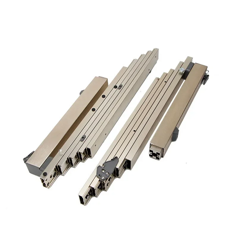 Concealed folding table guide rail aluminum alloy cabinet drawer telescopic slide rail flat push folding hardware fittings