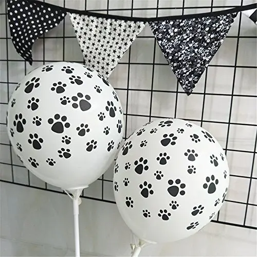 Paws Latex Balloons 10/20/30Pcs White Black Dog Paw Print for Baby Shower Paw Theme Kids Party Decoration Supplies view 4