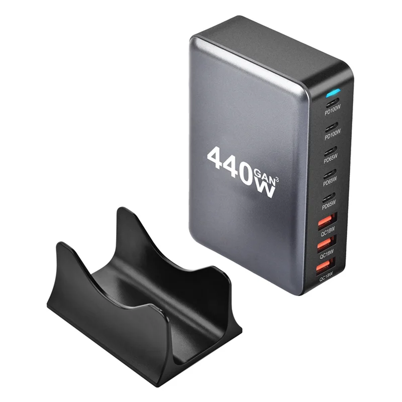 NEW 440W Gan Fast Charge 3.0 USB Type C Fast Charger Mobile 8-Port PD Charger Convenient To Carry Tablet Charger EU PLUG