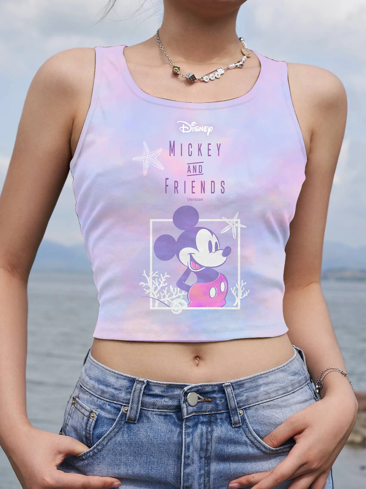 Tank Top Sleeveless Woman Clothes Sexy Corset Yoga Fitness Crop Tops for Women Fashion Minnie Mouse Y2k Mickey Women's T-shirt