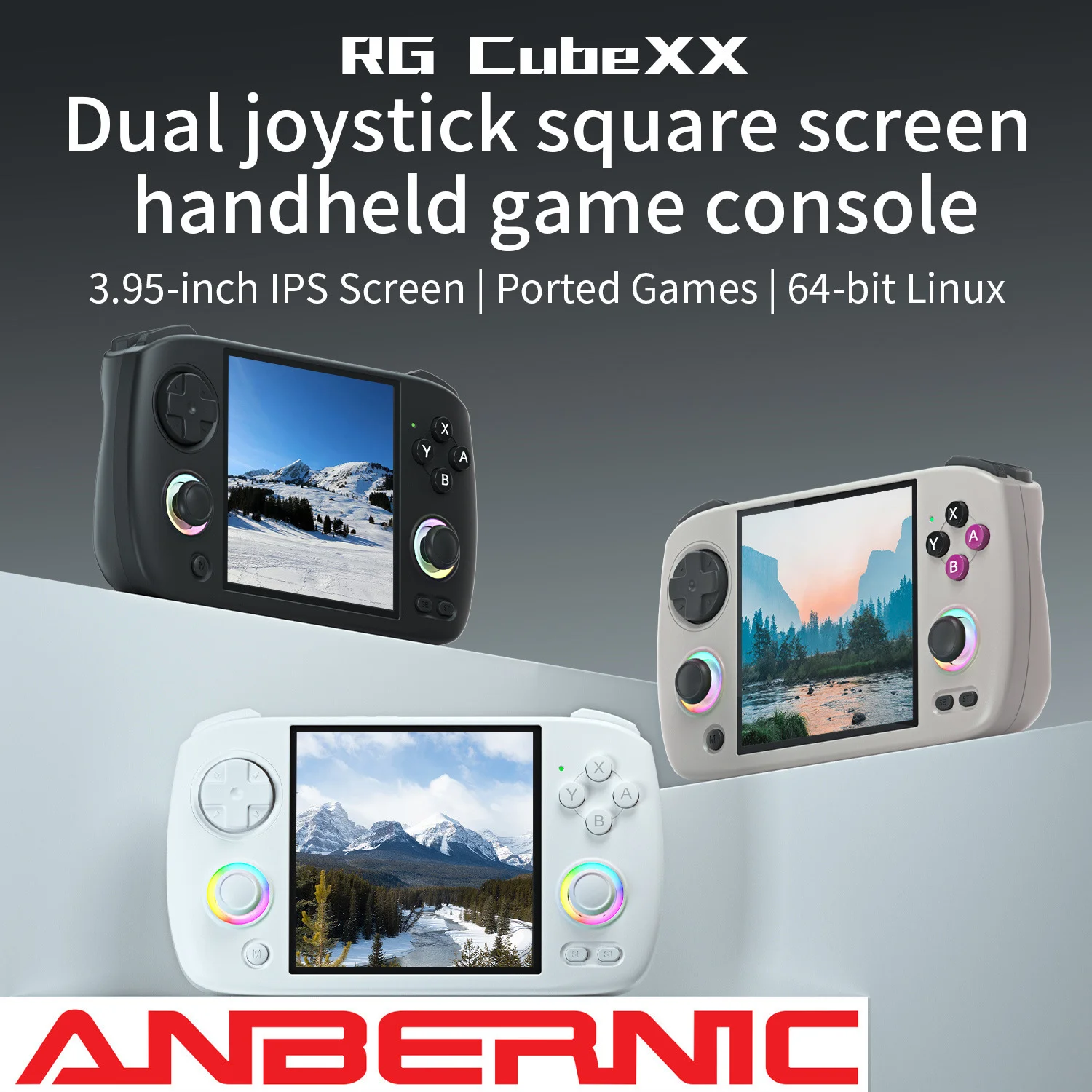ANBERNIC RG CubeXX Handheld Console, 3.95 IPS 720x720 Linux 64-bit Retro, Wi-Fi Bluetooth HD RGB Joystick Portable Games Console