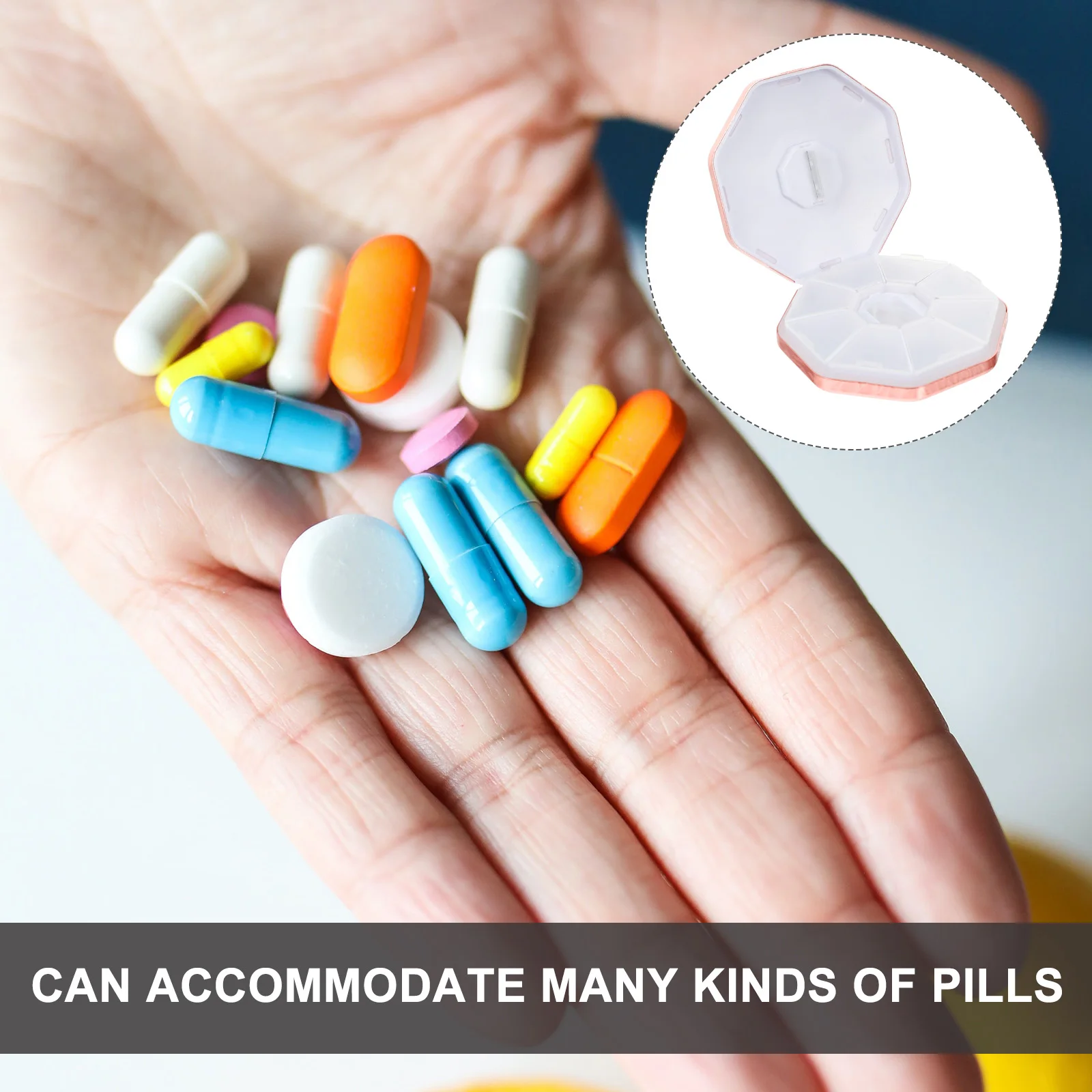 

Moisture Proof Pill with Storage Compartment Portable Medicine Box Tablet Divider for Easy Dosing Travel Home Office Use
