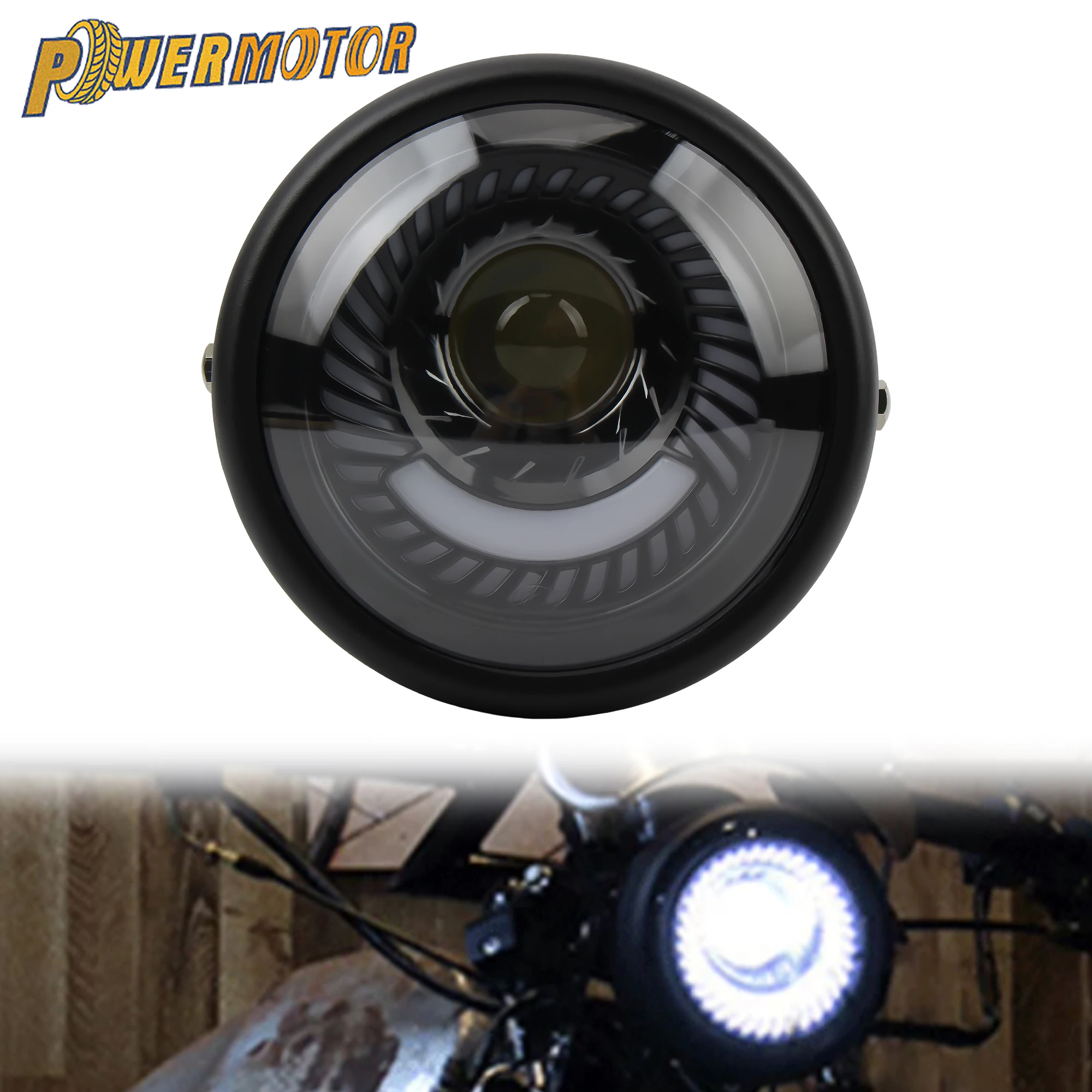 

6.5 Inch For Harley Motorcycle Led Headlight DRL Angel Eyes for Cafe Racer Bobber Chopper Cruise Retro Vintage Headlamp Modified
