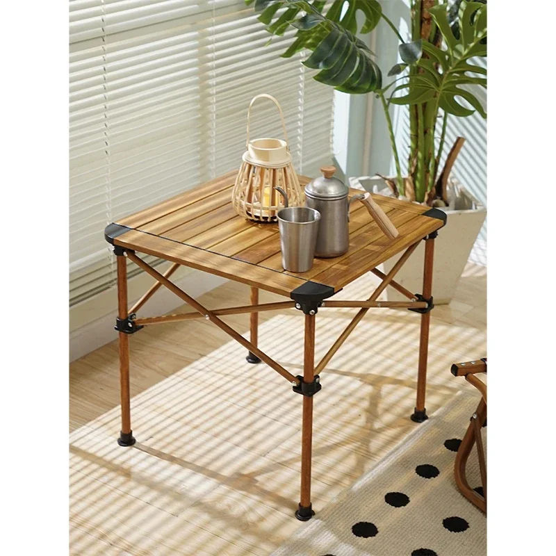 طاولة تخييم قابلة للطي مربعة قابلة للدوران IGT خفيفة الوزن في الهواء الطلق مزدوجة الجوانب من سبائك الألومنيوم المحمولة شرفة طاولة جانبية للقهوة #2