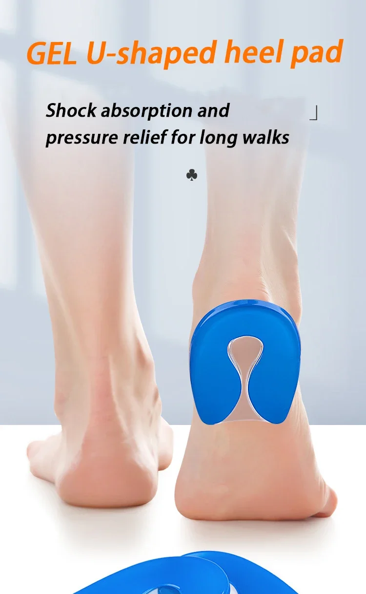1 Paar Fersenschoner für Plantarfasziitis, Silikon-Ferseneinlagen, stoßdämpfende Schuhpolster, Gel-Polster zur Linderung von Fußschmerzen, selbstklebend. – Detail 1