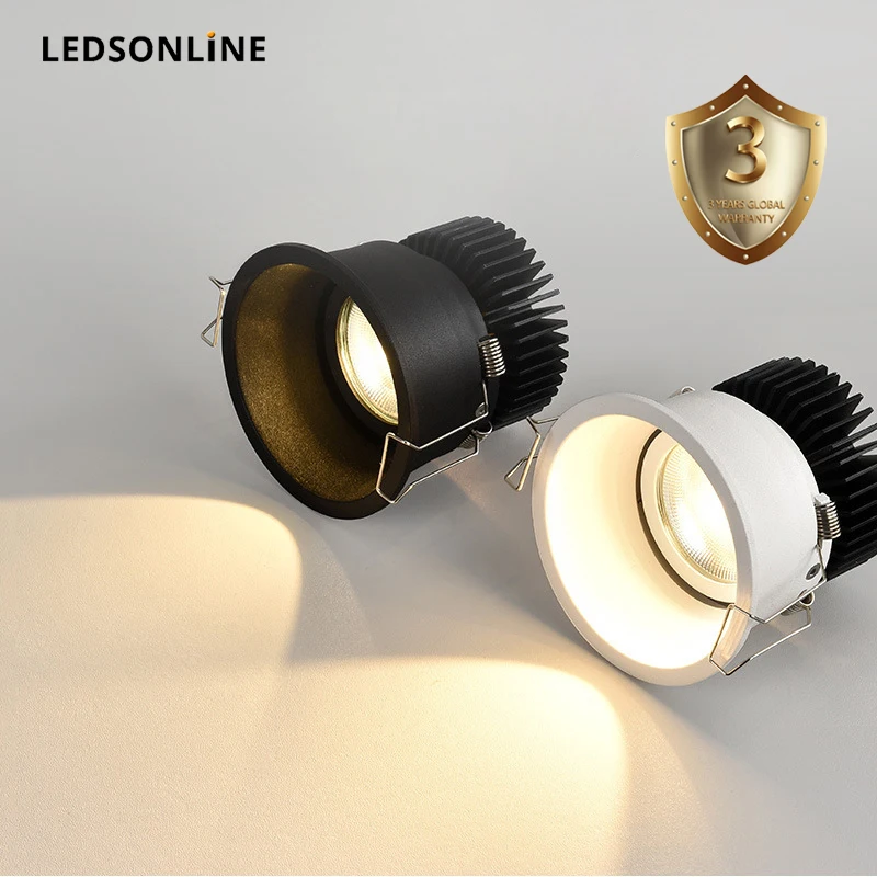 10pcs COB 7W 12W LED Recessed Downlight Deep Anti-Glare CRI92 Ceiling Spotlight 5mm 2.2" 55mm 3" 75mm Home Aluminum Minimalist