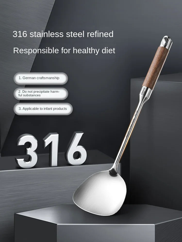 COOKER KING Spatula Household 316 Stainless Steel Spatula Kitchenware Soup Ladle Spatula Colander Silicone Shovel Suit