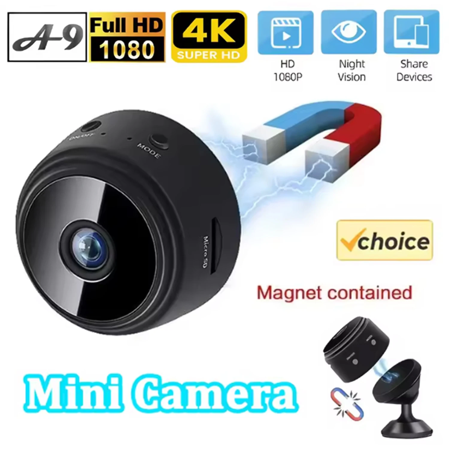 

A9 Mini IP Camera 480p HD Wireless Micro Camcorders Night Version Voice Video Security Surveillance Wifi Cameras Smart Home 12 s