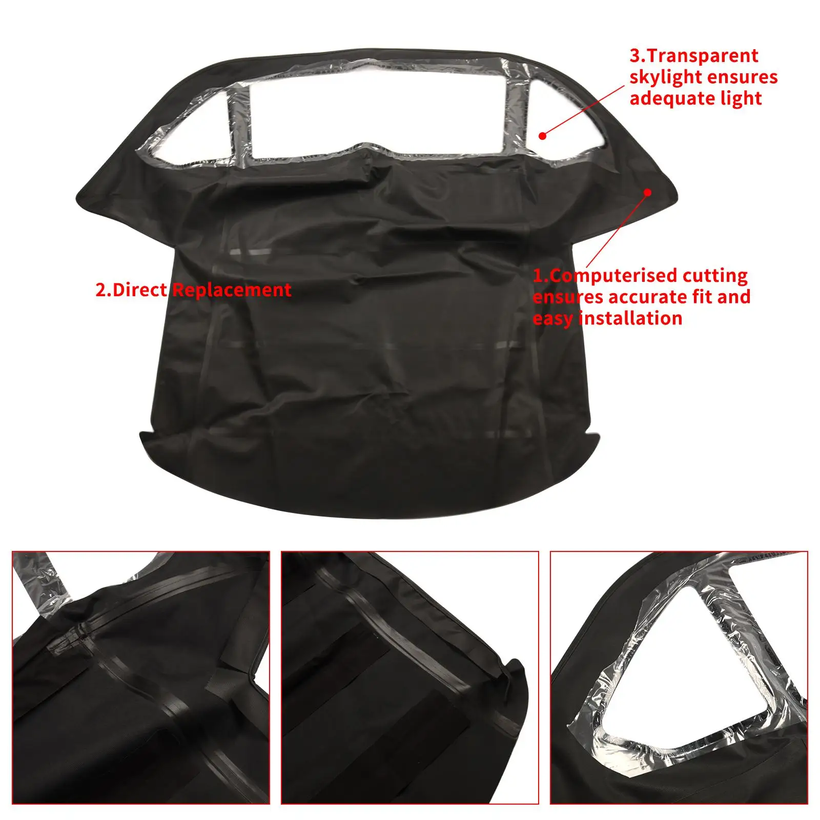 AP02 For Mercedes R107 280SL 560SL 380SL 450SL Convertible Soft Top 1972-1989 Black