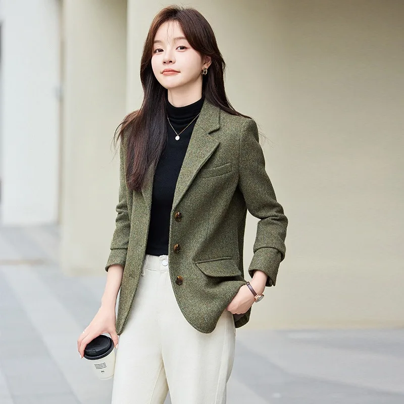 

Высококачественный однобортный костюм с дизайнерским смыслом, женская осенне-зимняя одежда, новый пиджак с длинными рукавами