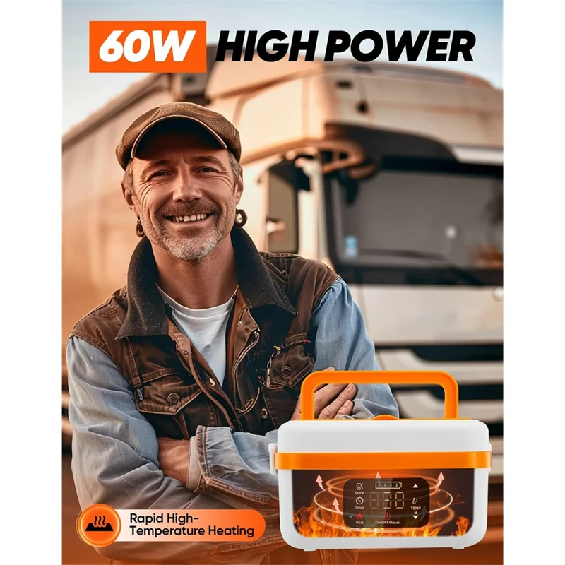 

【MEET】Eu Plug Rechargeable Cordless Electric Lunch Box, Self-Heating Food Warmer, 1L Container Included Heated Lunch Box