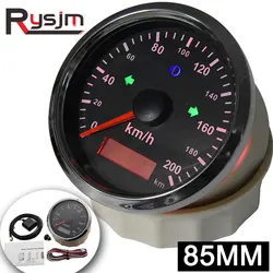 85mm GPS Speedometer + GPS Antenna Speed Gauge 125km/h 200km/h Speed Sensor Motorcycle Racing Car Overspeed Warning Customized