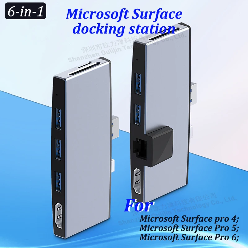 HUB USB 3.0 5Gbps High Speed ​​Microsoft Surface Pro Docking Station 4K HD RJ45 for Surface Pro 4 /Surface Pro 5 /Surface Pro 6