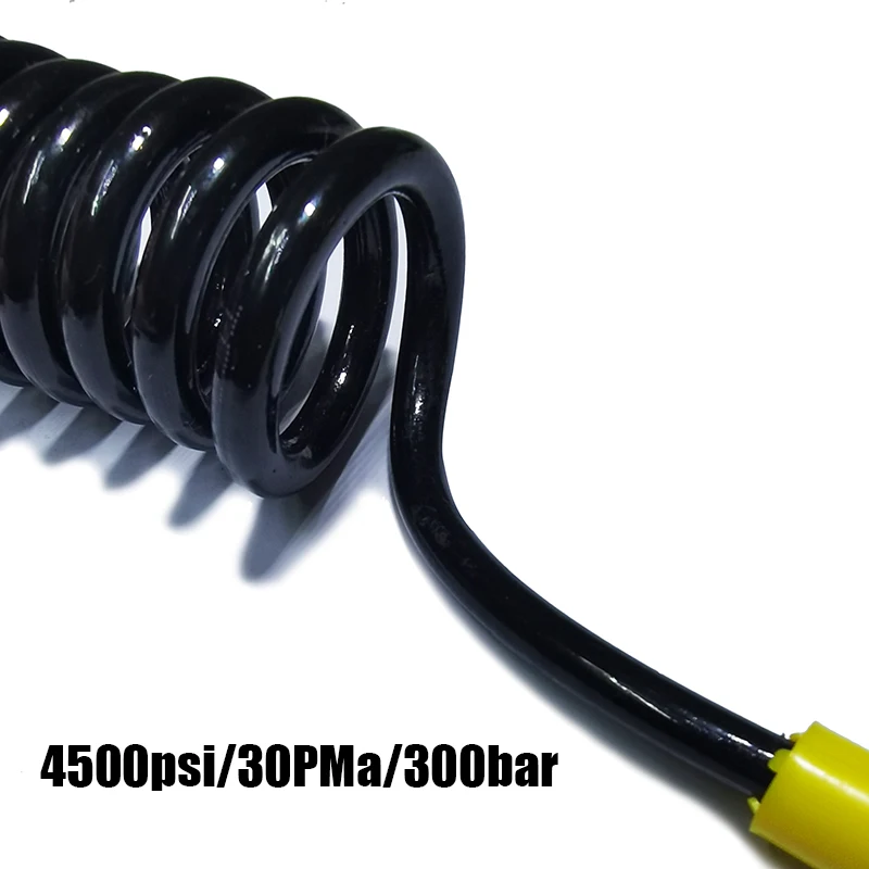 High Pressure 150cm/60inch Coiled Remote Line Microbore Charging Hose 30Mpa/4500psi M10*1 Pneumatics Air Refilling