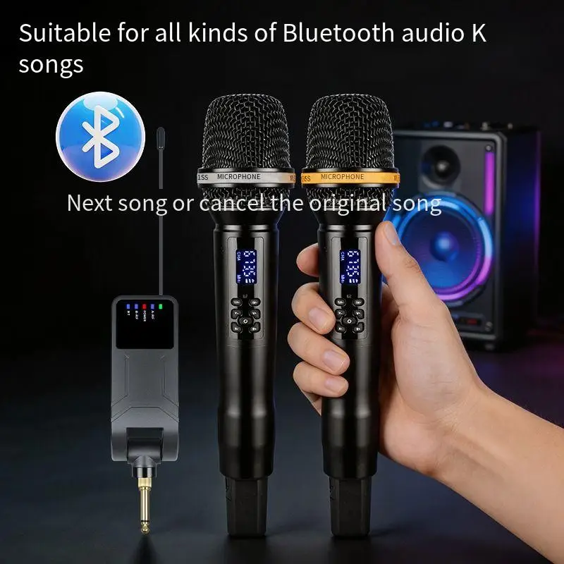 Cross-border hot-selling all-metal K-singing microphone outdoor live streaming wireless microphone 3.5mm jack charging model one