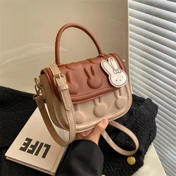 Mini Small Square Bag For Women Embossed Handbag Cute Cartoon Rabbit Crossbody Bag Lady Girls Phone Purse Travel Top Handle Tote