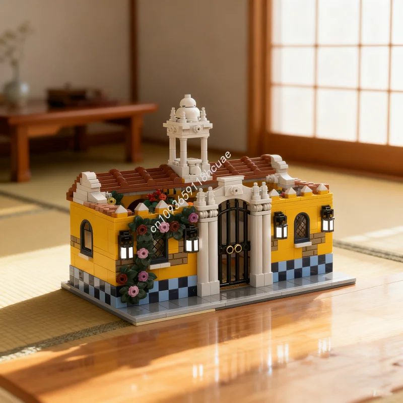 1471 pz MOC Cortile Spagnolo Paesaggio stradale modulare Modello Building Blocks Architettura Idea Giocattolo educativo Regalo di Natale Mattone