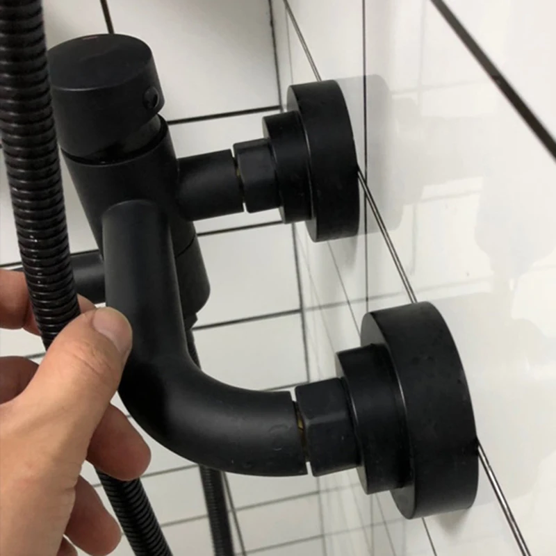 Imagem -02 - Kit de Fixação de Chuveiro para Torneira do Banheiro Equipamento de Tubulação de Água Cobre Tampa Decorativa Galvanoplastia-preto Acessórios 1pc