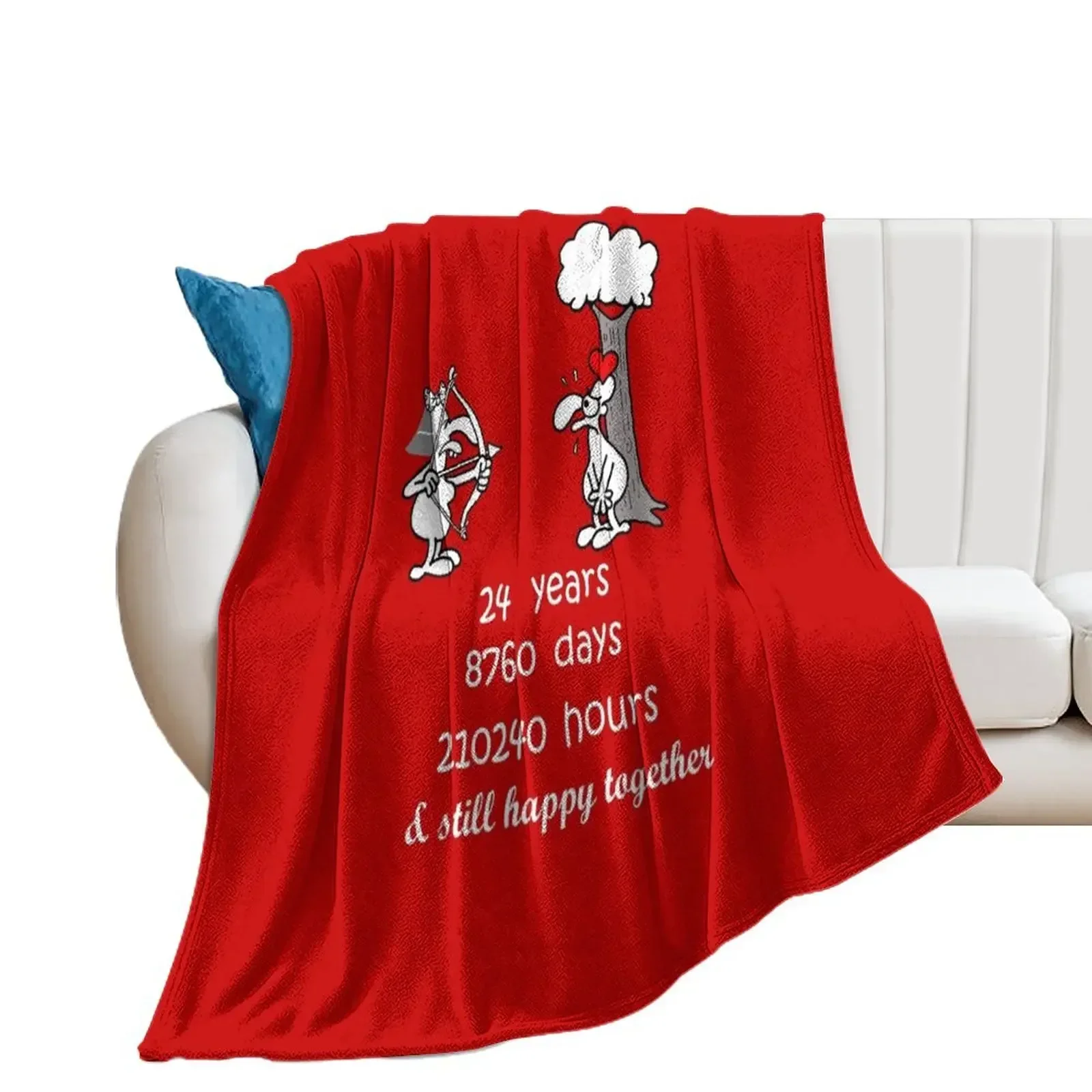 

24th Wedding Anniversary Funny Gift For Husband Wife 24 Years Together 24th Year Of Marriage Humorous Couple Match Throw Blanket