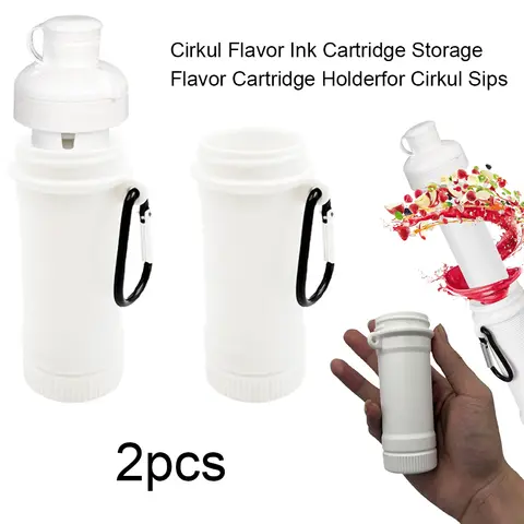 2Pcs Flavor Cartridge Holder with Carabiner Cartridge Storage Container Water Bottle Flavor Cartridges Container for Cirkul Sips