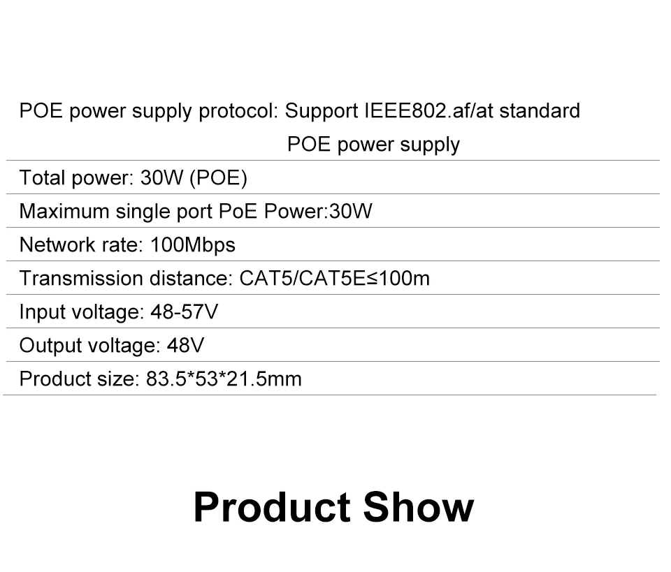 번개 보호 기능 POE 익스텐더 도구, NVR IP 카메라용, IEEE 802.3af/at 표준 48V, POE 확장 100 미터, 1to2 포트