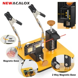 Third Hand Soldering Tool Adjust PCB Holder 2 Magnetic Based Flexible Metal Arms Helping Hands Crafts Jewelry Solder Workshop