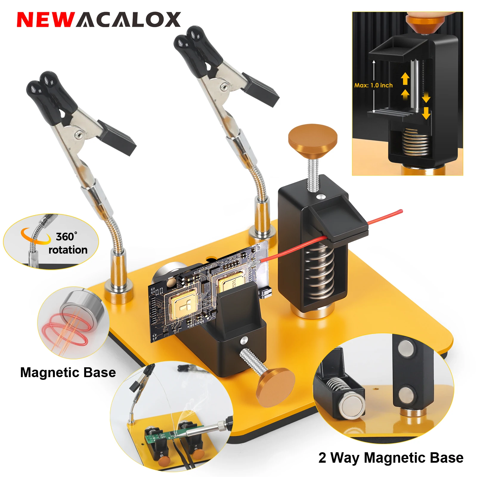 Third Hand Soldering Tool Adjust PCB Holder 2 Magnetic Based Flexible Metal Arms Helping Hands Crafts Jewelry Solder Workshop
