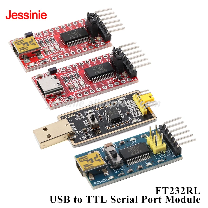 FT232RL USB To TTL Serial Port Module 3.3V 5V Type-C/Mini Connector Downloader Flashing Cable Basic Program Downloader FT232