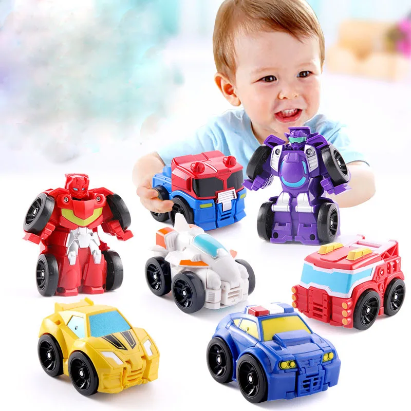 1pcs Mini Cartoon Transformation Robot Car Toys Kids Action Small Car Model 2-3 Years Boys Set Gift Children Educational Toys